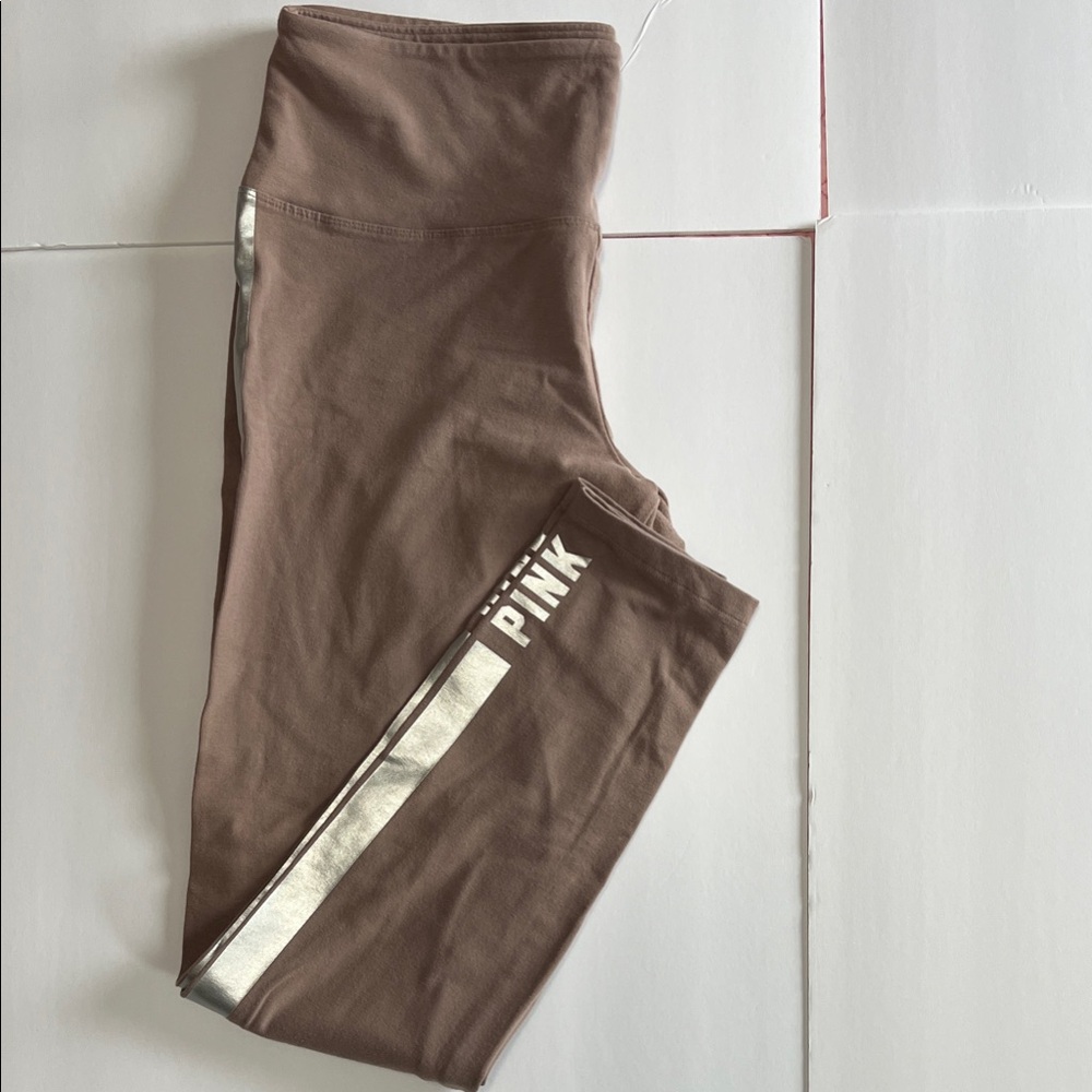 PINK Victoria's Secret women’s Brown Leggings with Silver Accent - Picture 2 of 8